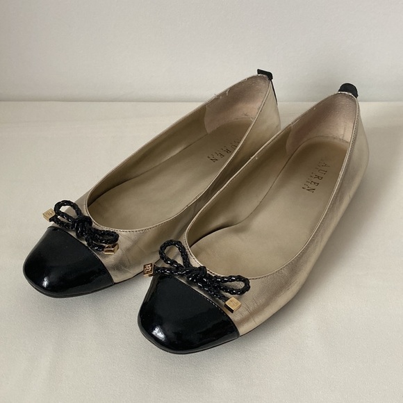 Lauren Ralph Lauren Shoes - Lauren Ralph Lauren Mertie Ballet Flat Two Tone Black/Gold
